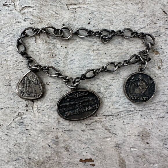 Vintage Sterling International Charm Bracelet - Picture 1 of 12